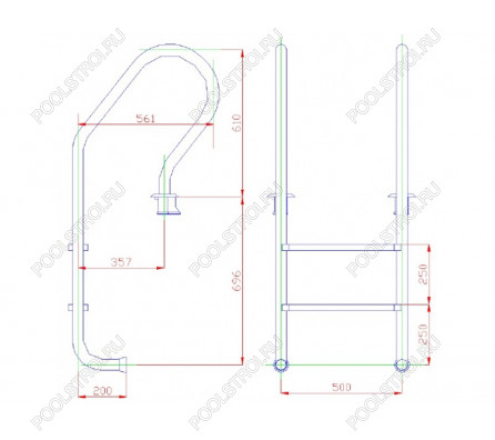 Лестница 2 ступени (у.б.) Flexinox PARALLEL (87120861)