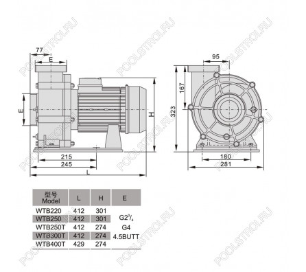 Насос для бассейна Aquaviva LX WTB400T (80м³/ч 45кВт 380В)